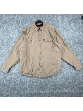 The American Outdoorsman Shacket Mens XL Beige Cotton Flannel Lined Check Warm‎